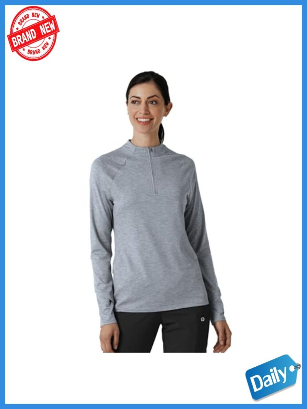 Women's Quarter Zip Scrub Top with Smartwatch Window, Stretch Blend